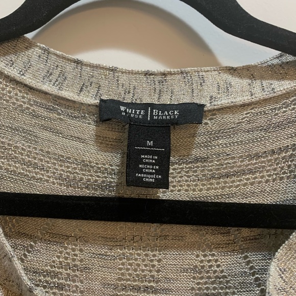 White House Black Market Beige Embellished Dolman Split VNeck Sweater Medium. - Picture 2 of 6